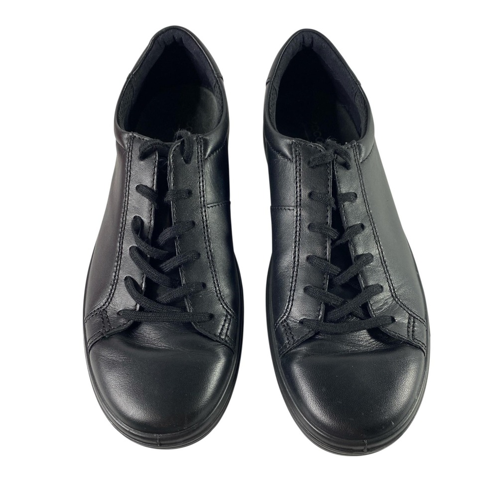 Ecco Shoes Womens Size 9-9.5 Black Leather Low Top Casual Lace Up 857683-01001